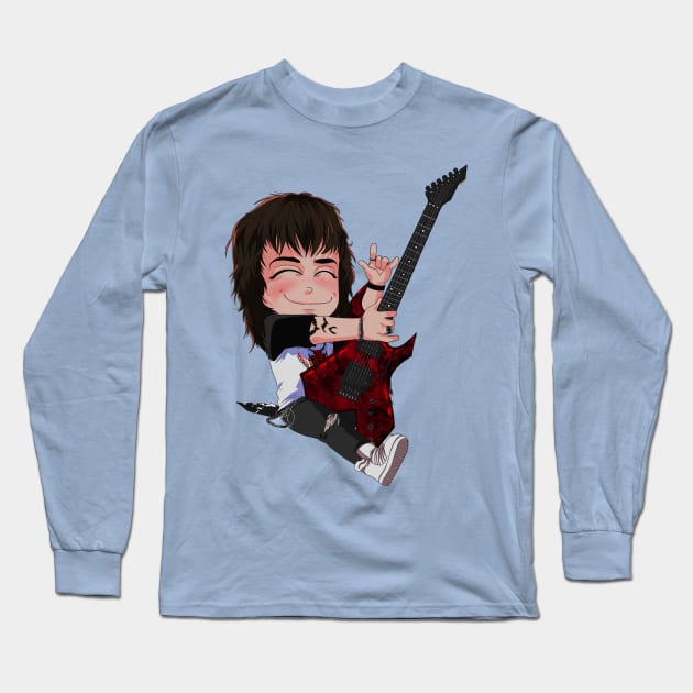 Eddie and his guitar Long Sleeve T-Shirt by InvisibleRainArt